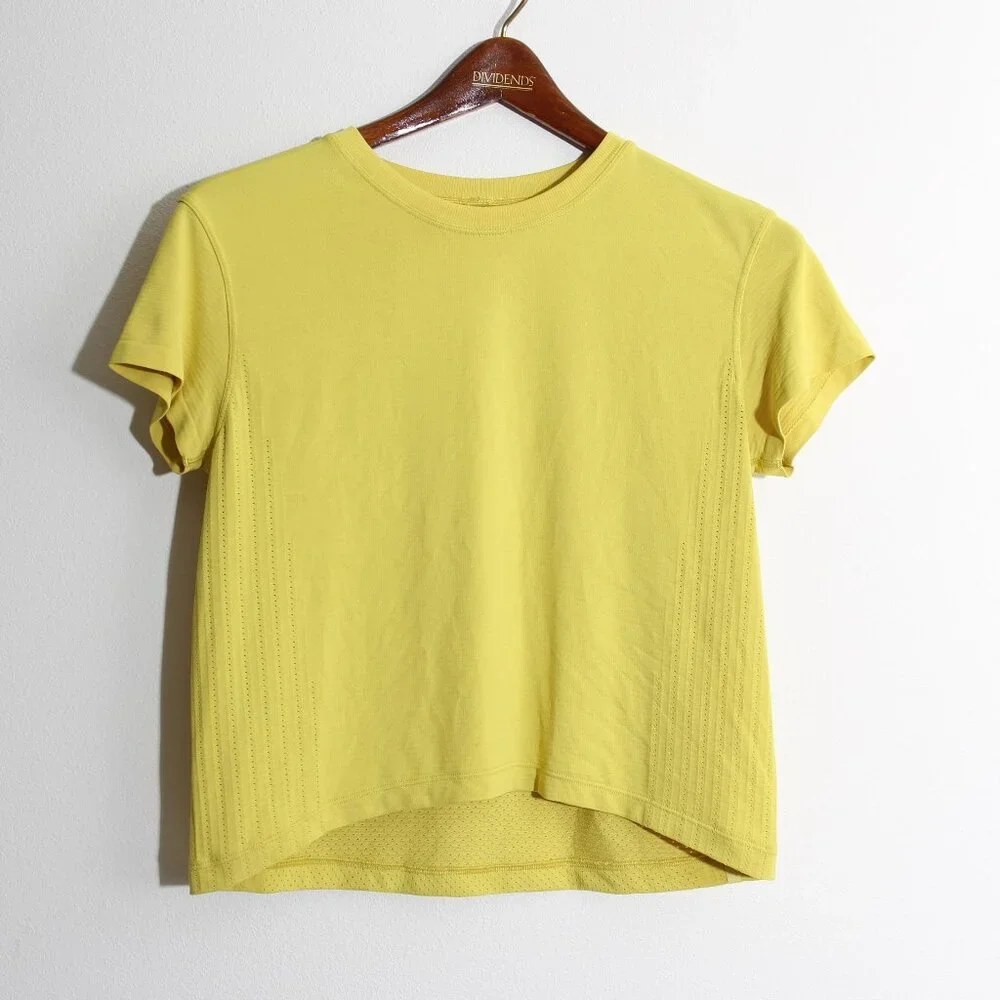 Lululemon Train to Be Short Sleeve Shirt Soleil / Soleil Yellow Silverescent 6